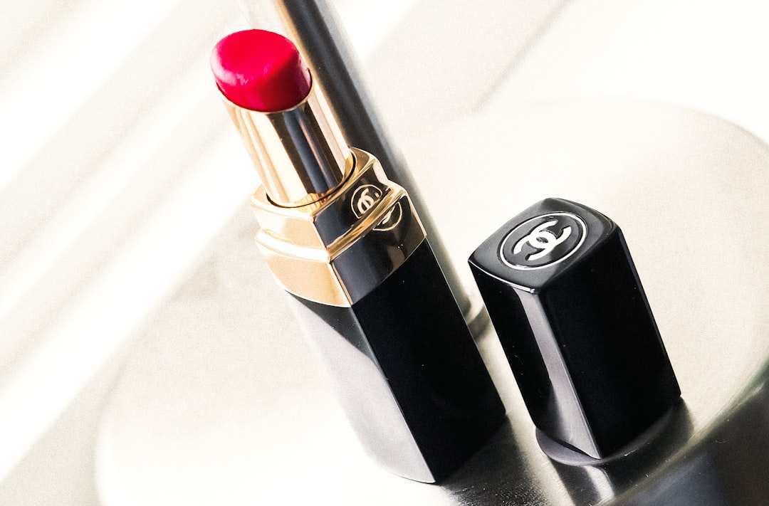 red lipstick on white table