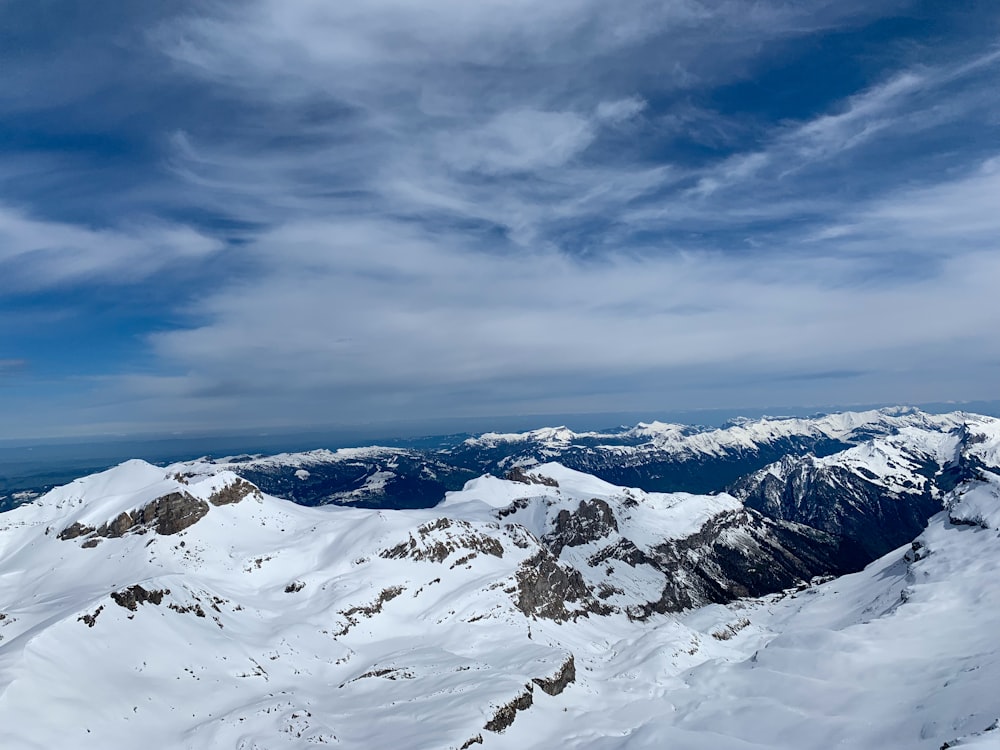 snow covered mountain under cloudy sky during daytime