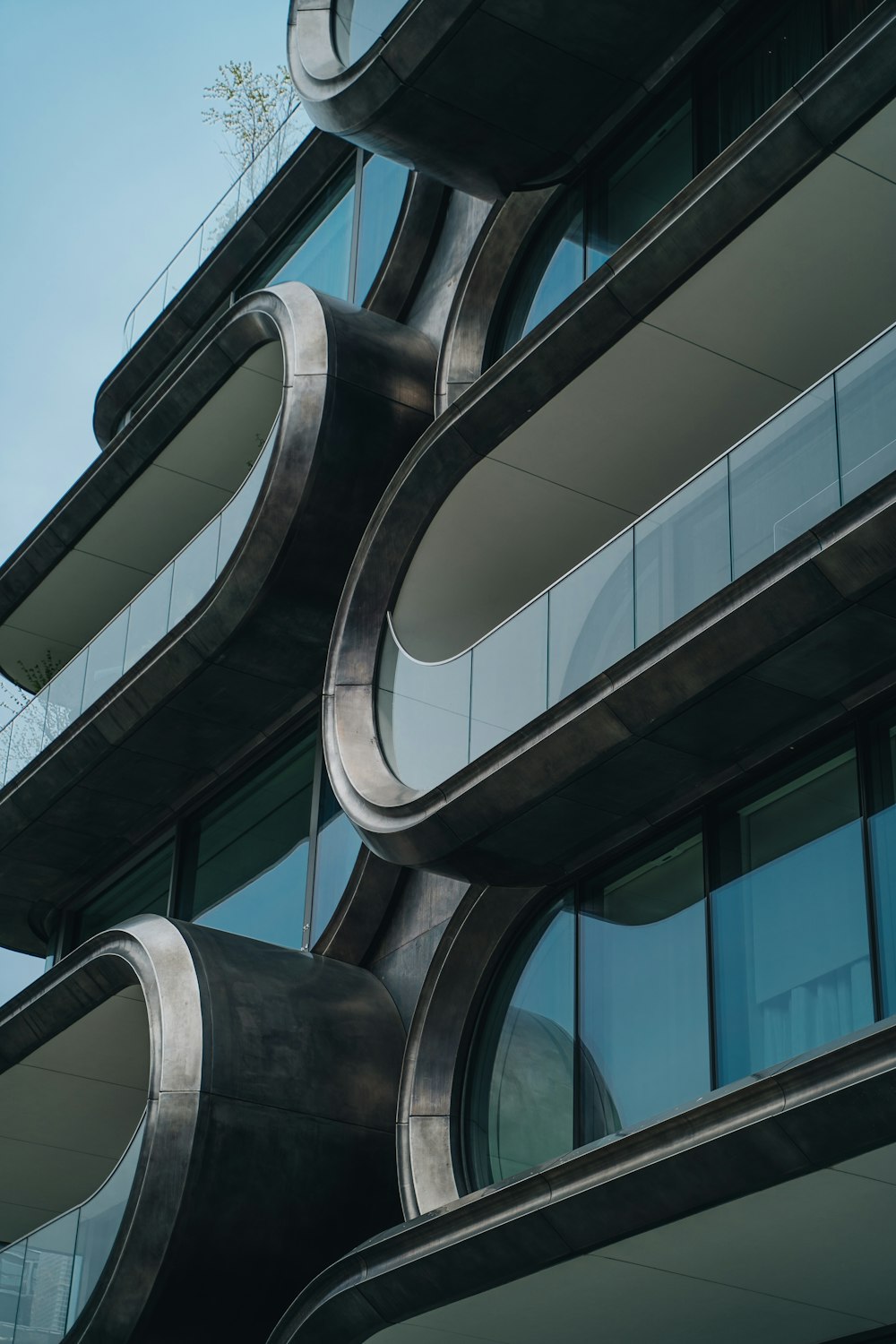 black and white glass window building