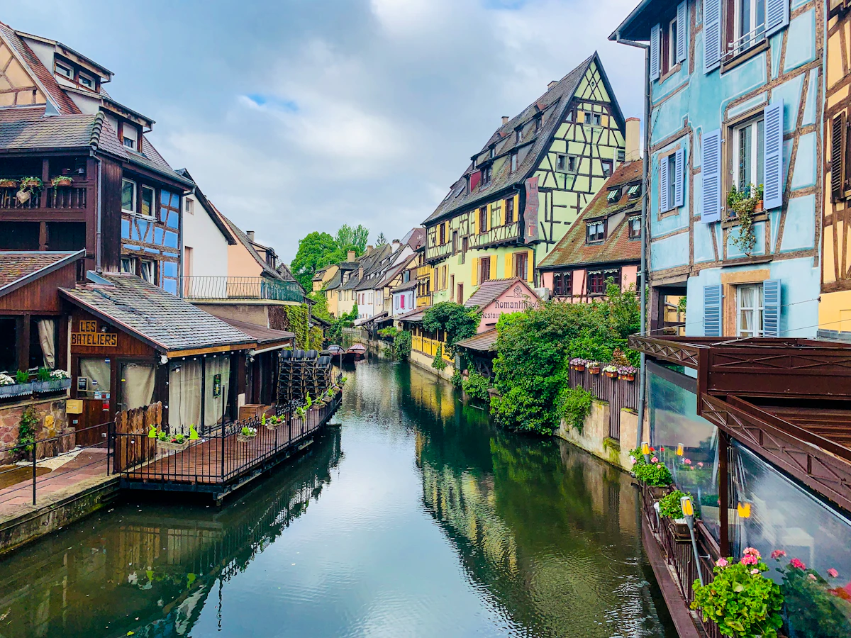 Colourful half-timbered houses along a canal in Colmar’s Little Venice