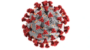 Polished 3D render of membrane structure showing particle interactions in biologics manufacturing environment