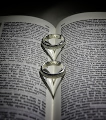 gold wedding band on book page