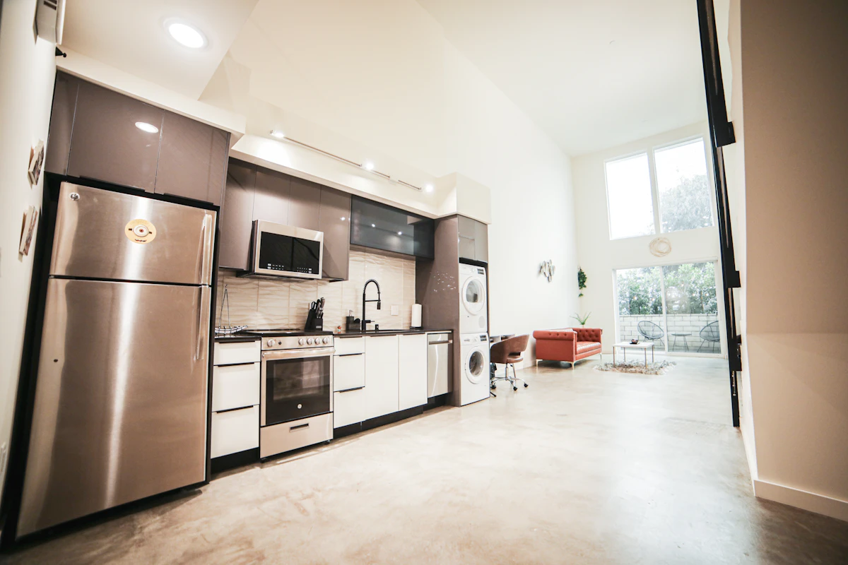 Kitchen with an over the range microwave above the stove