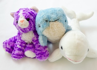 blue and purple bear plush toy