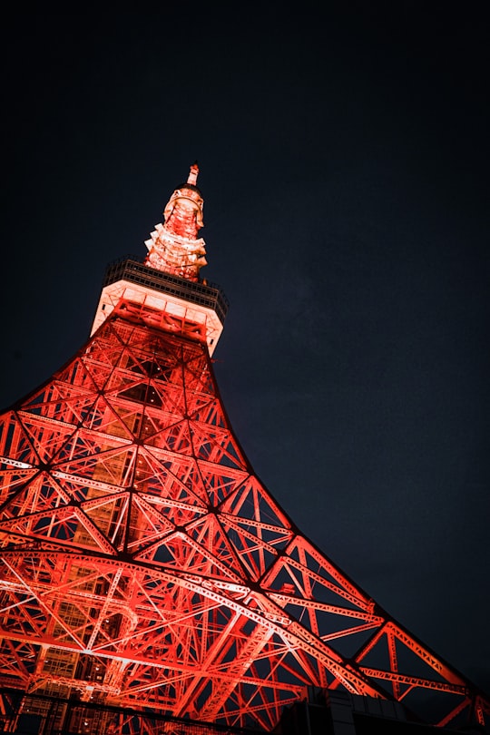 eiffel tower under gray sky in Tokyo Tower Japan