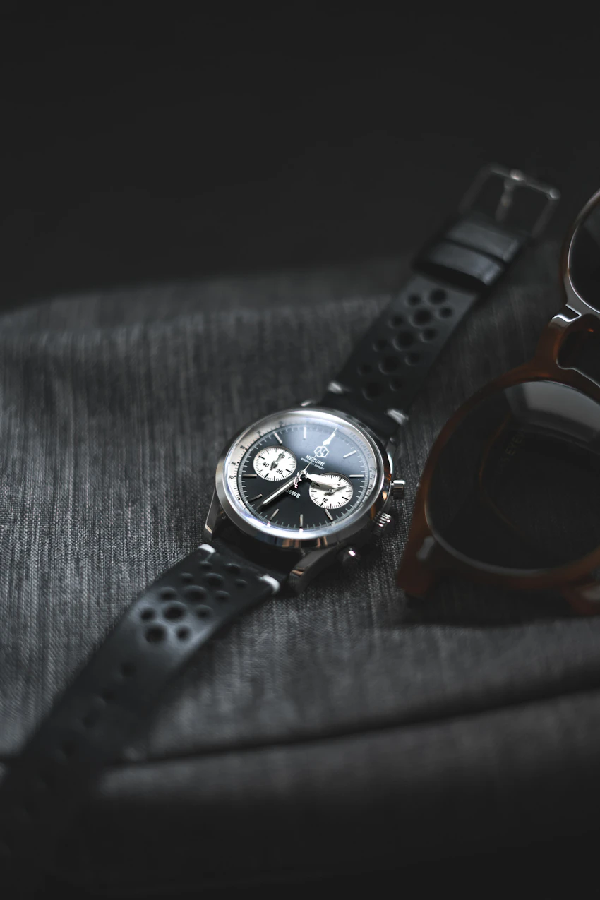 Black and silver chronograph wristwatch