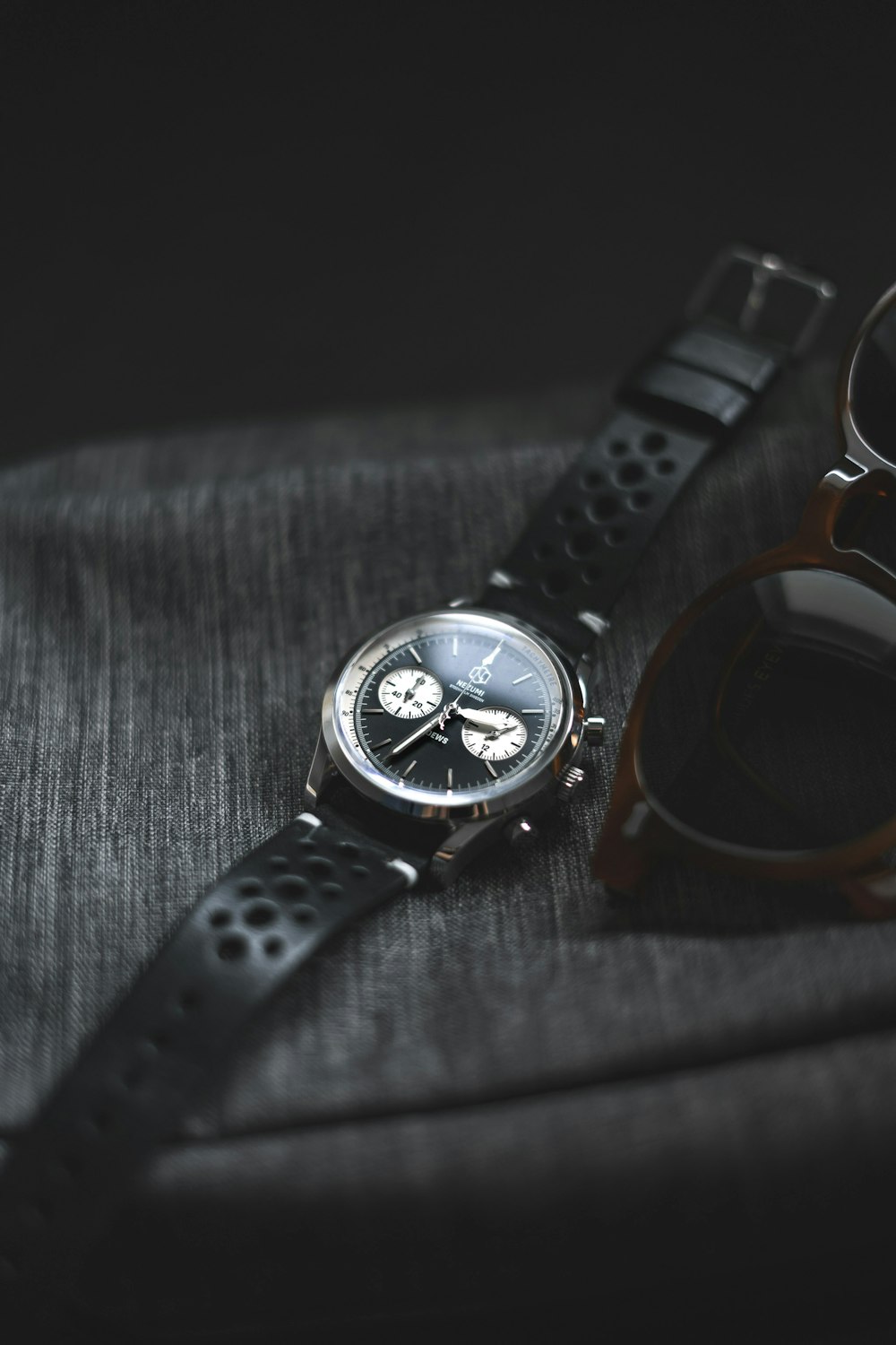 black and silver chronograph watch