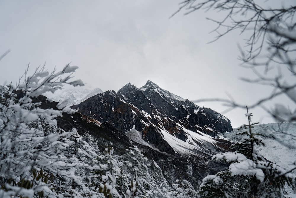 snow covered mountain under cloudy sky during daytime