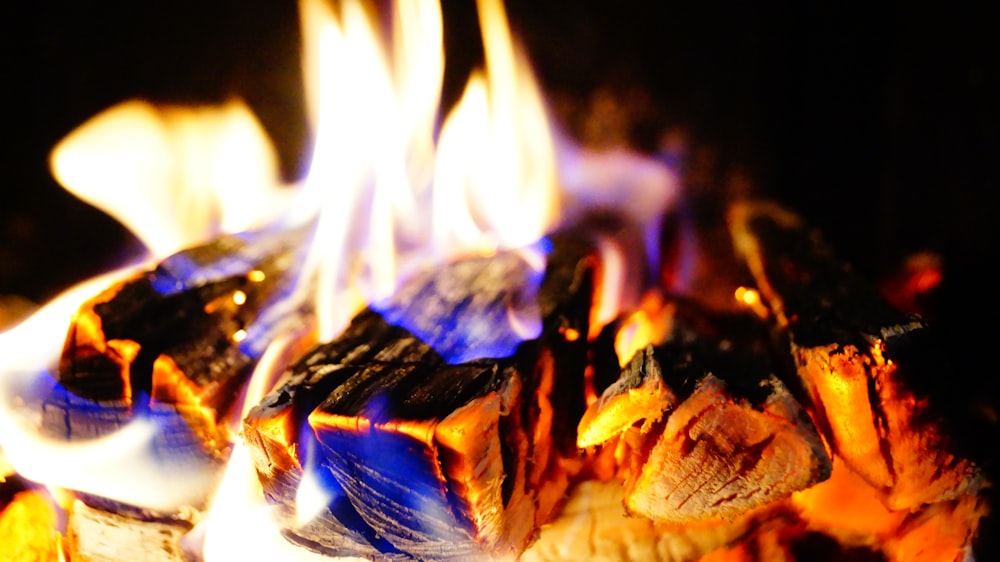 fire in close up photography