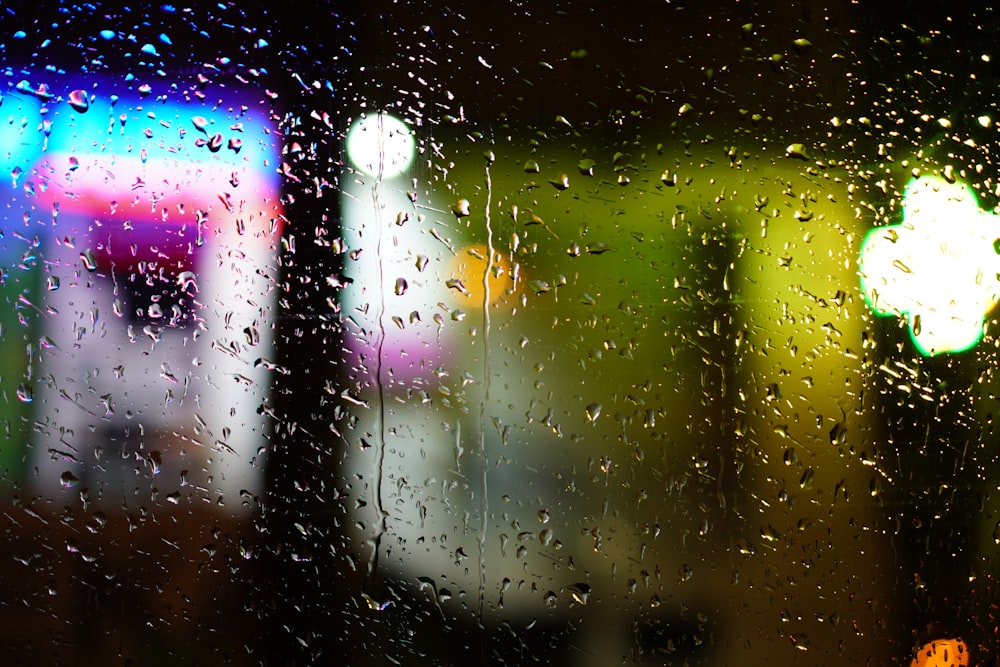 water droplets on glass window