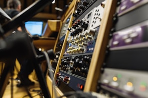 black and brown audio mixer
