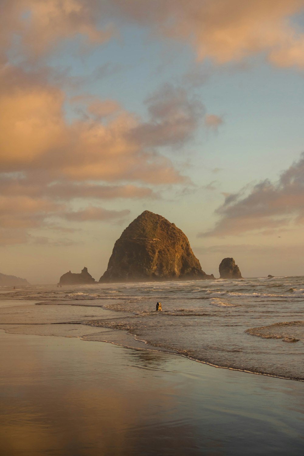 person surfing on sea waves during sunset