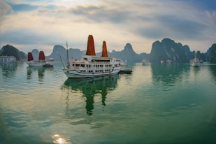 white and blue boat on water during daytime