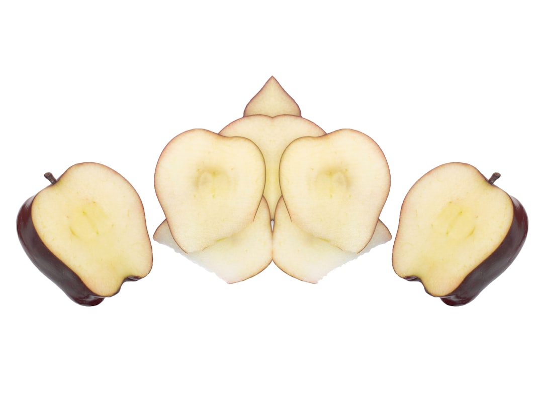 sliced apple fruit on white background