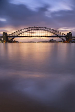 bridge over water during night time