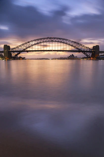 bridge over water during night time