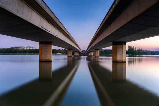 brown wooden bridge over water under blue sky during daytime in Henry Rolland Park Australia