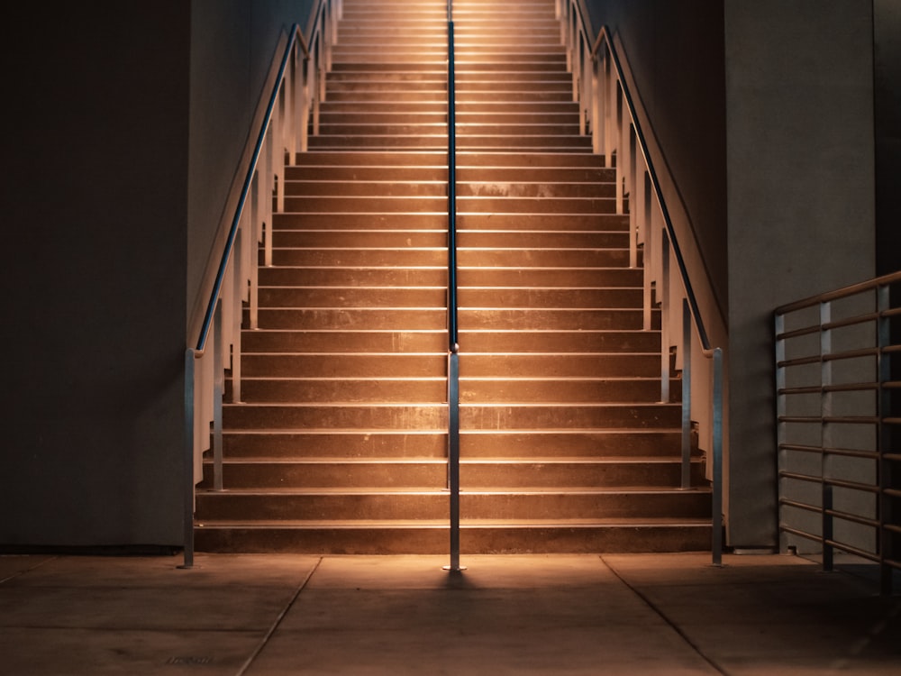 white and brown wooden staircase