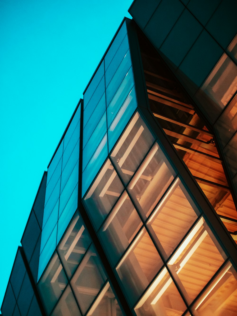 brown and blue concrete building