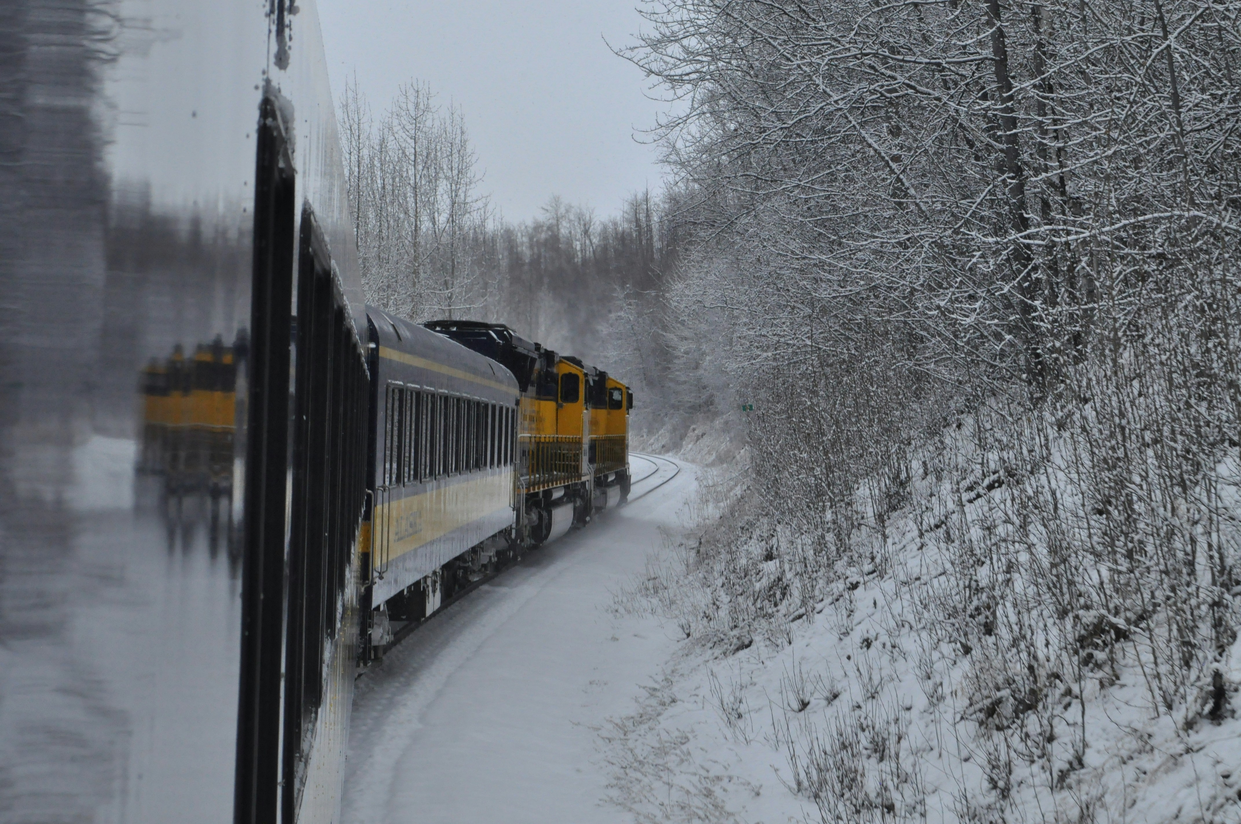 A scene along the Alaska Railroad Aurora Winter Train.
