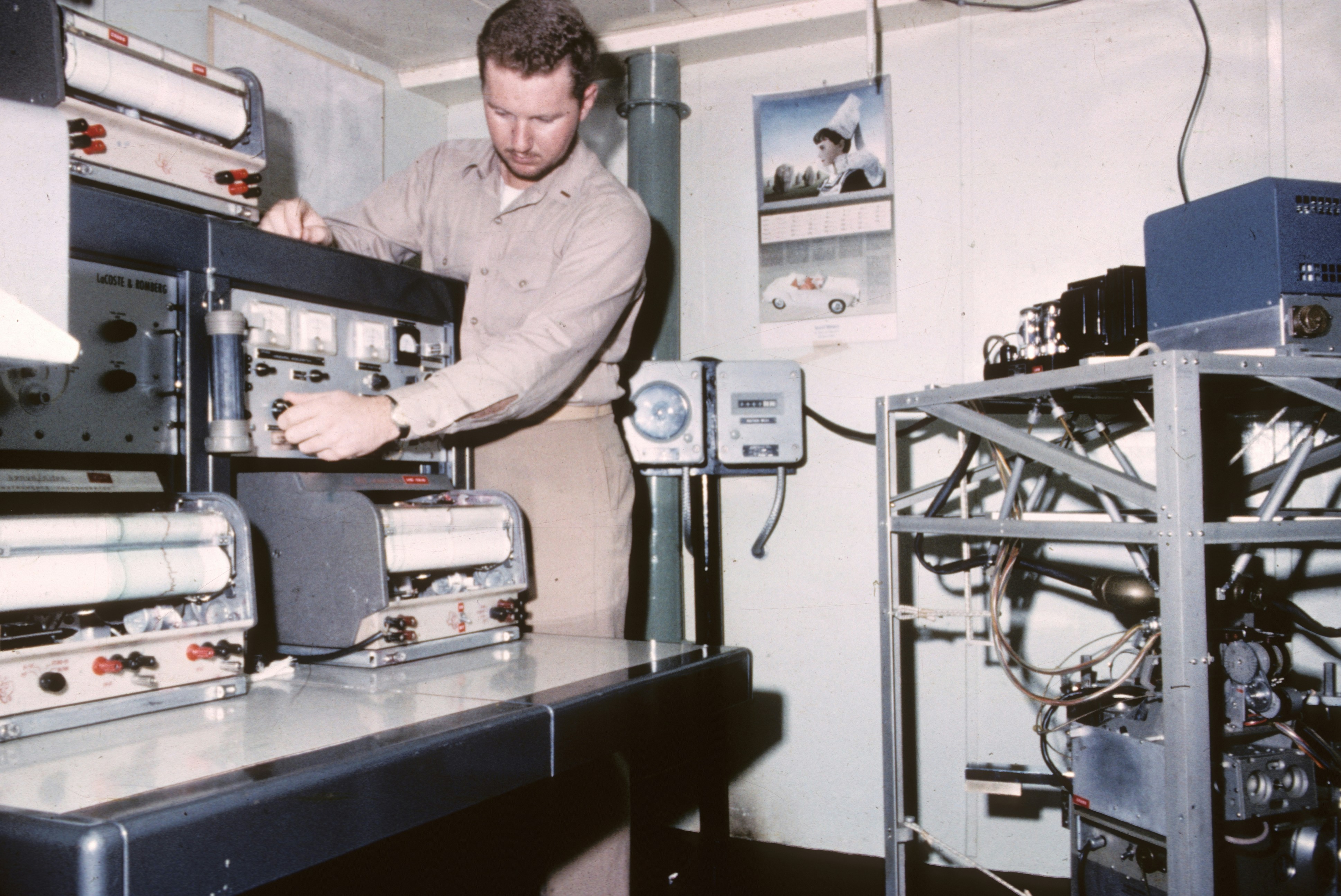 Operating Lacoste-Romberg gravity meter shipboard