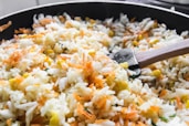 September 20, Fried Rice Day, Fried rice on black pan