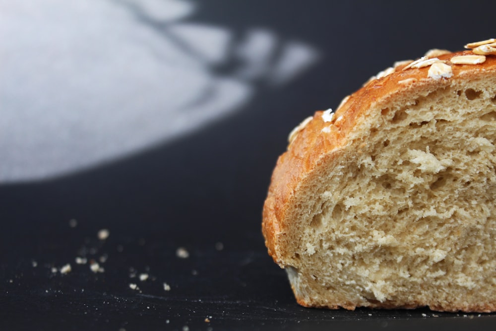 bread on black wooden table