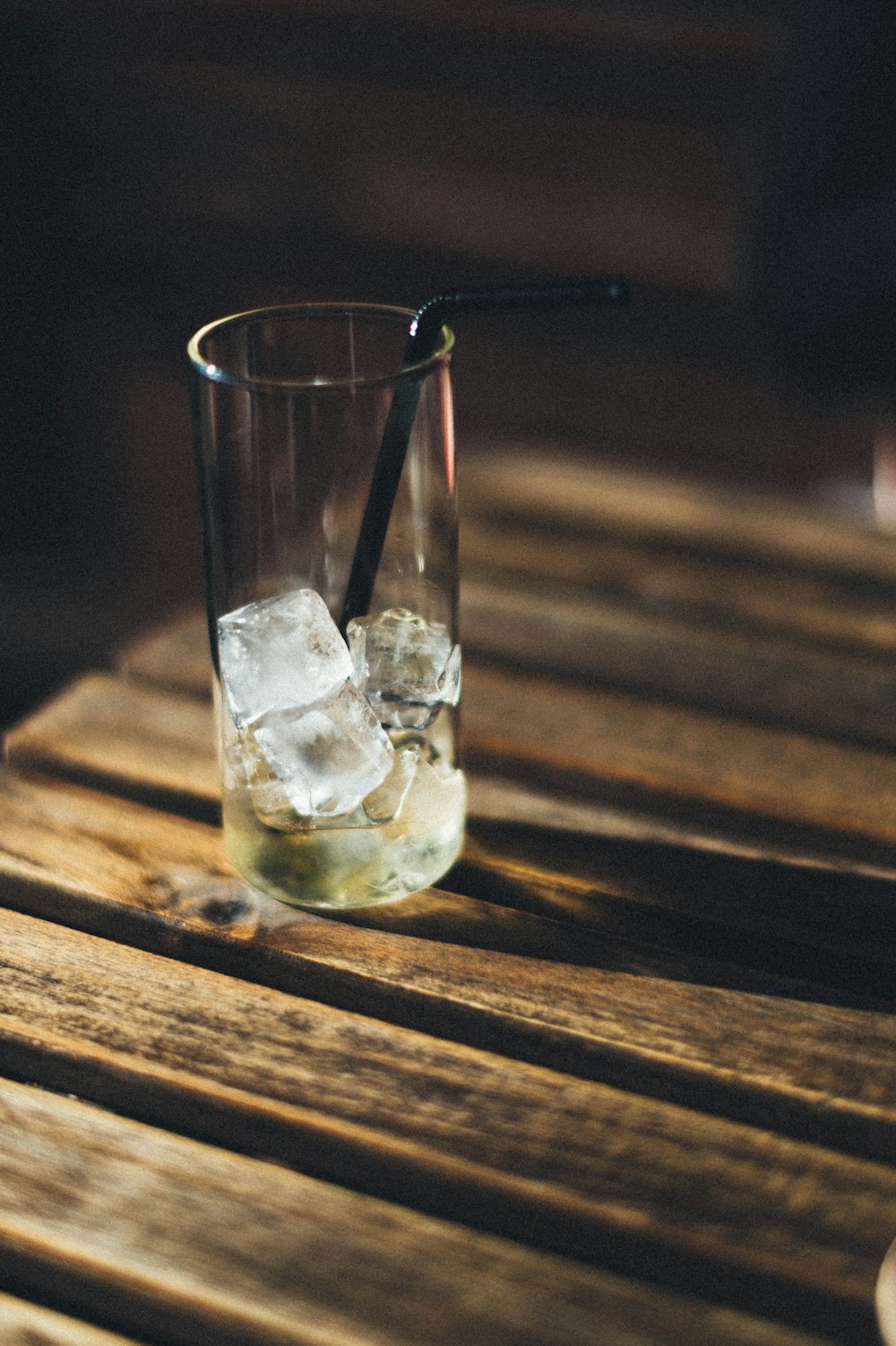 clear drinking glass with ice