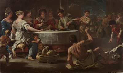 A joyful group of people enjoying a banquet.