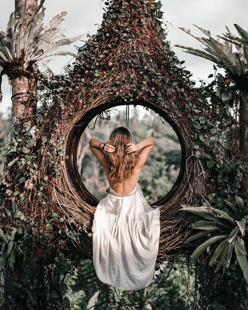 homme en chemise blanche debout devant un arbre brun et vert