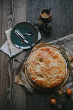 pie on brown wooden table