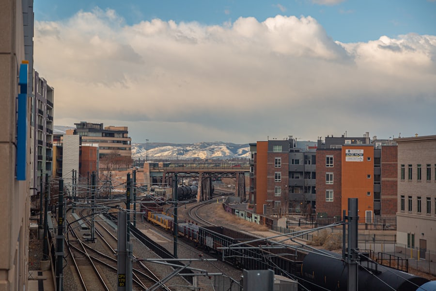 Denver skyline with mountains