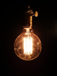 clear glass bulb with black background