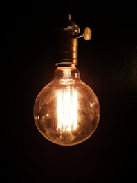 clear glass bulb with black background