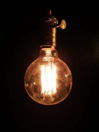 clear glass bulb with black background