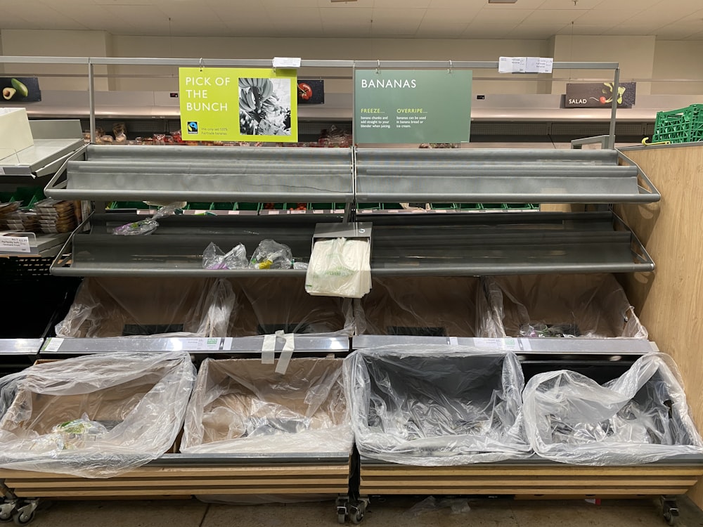 white plastic bags on display counter