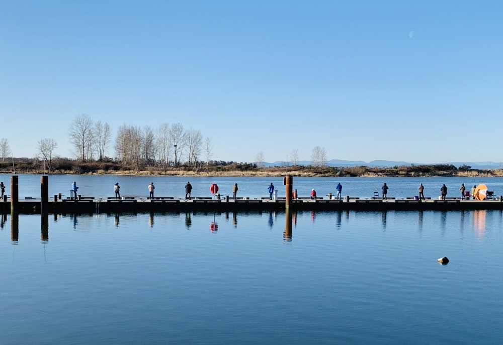 brown wooden dock on lake during daytime