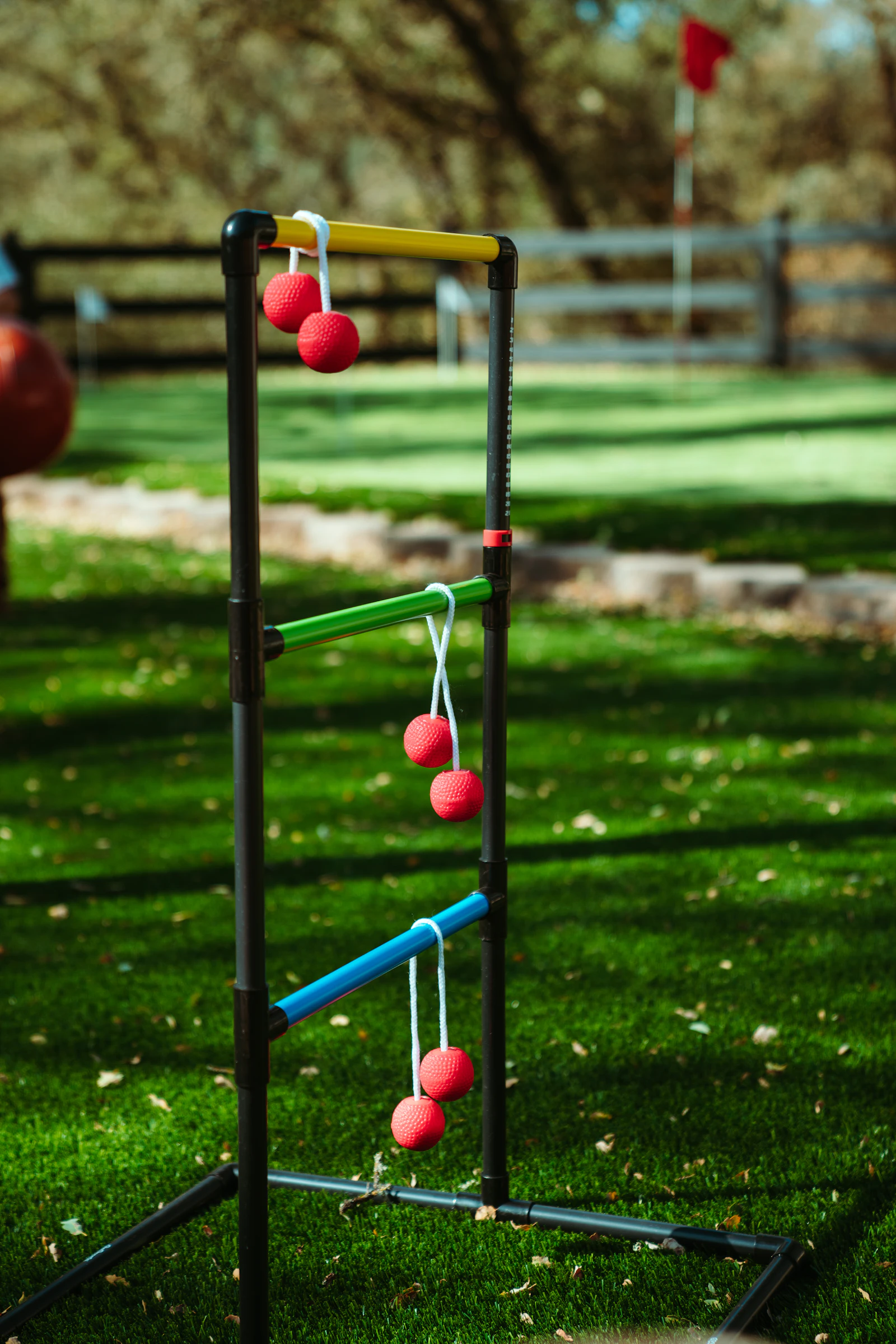 Ladder ball set up for a summer lawn competition