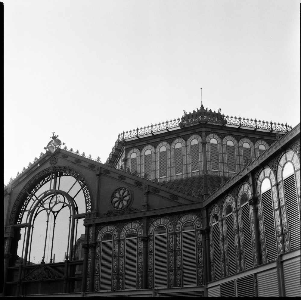 grayscale photo of concrete building