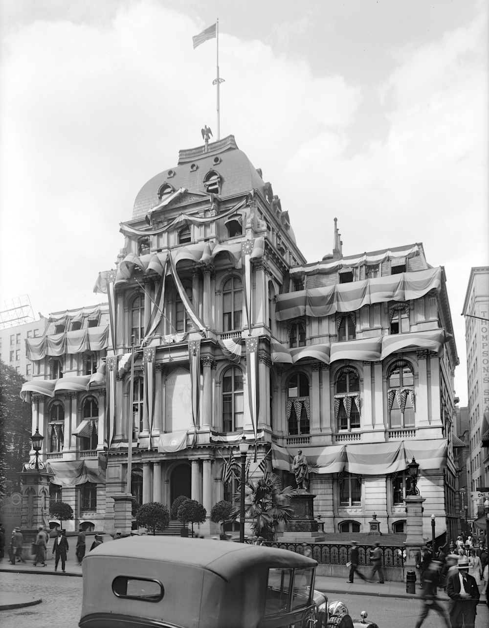 grayscale photo of concrete building