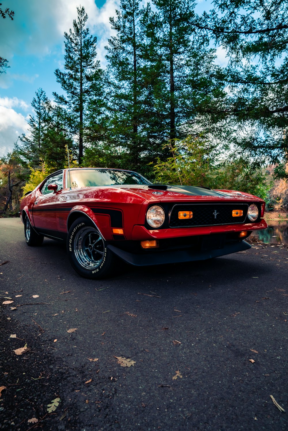 red chevrolet camaro parked on gray asphalt road during daytime