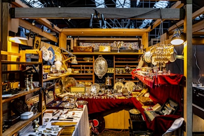 red and yellow restaurant with pendant lamps