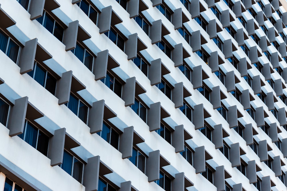 white and blue concrete building