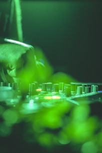 green and black audio mixer