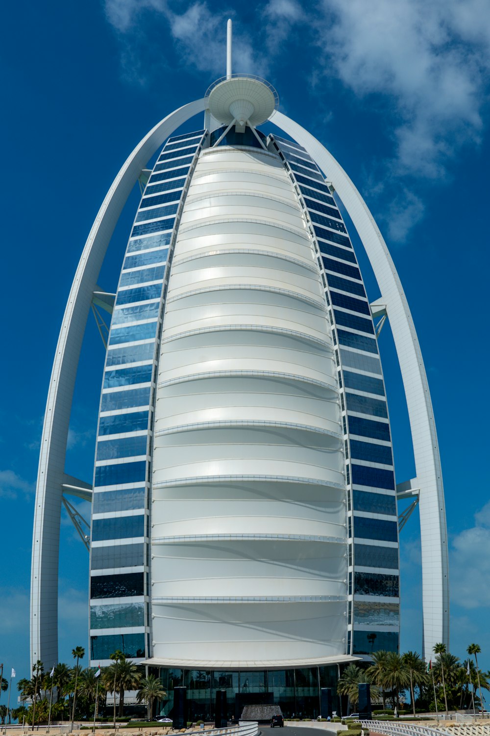 white and blue glass building