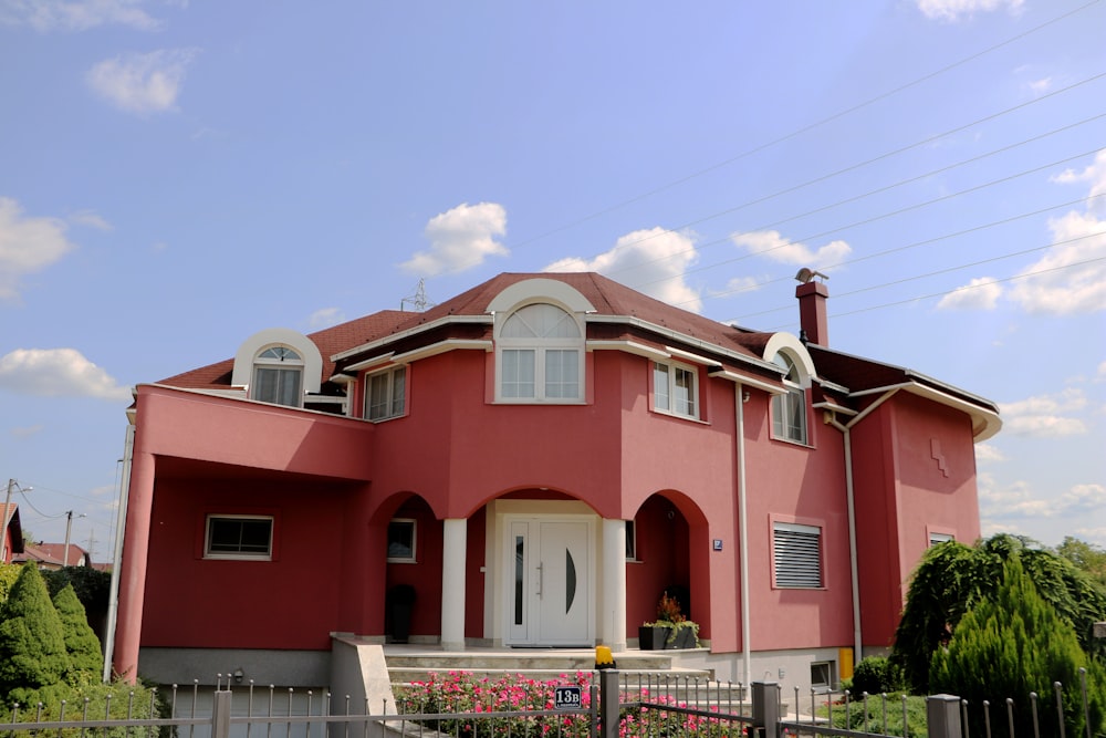 red and white concrete building