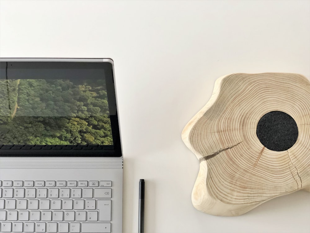 white and black laptop computer