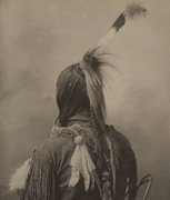 woman in brown jacket holding black umbrella painting
