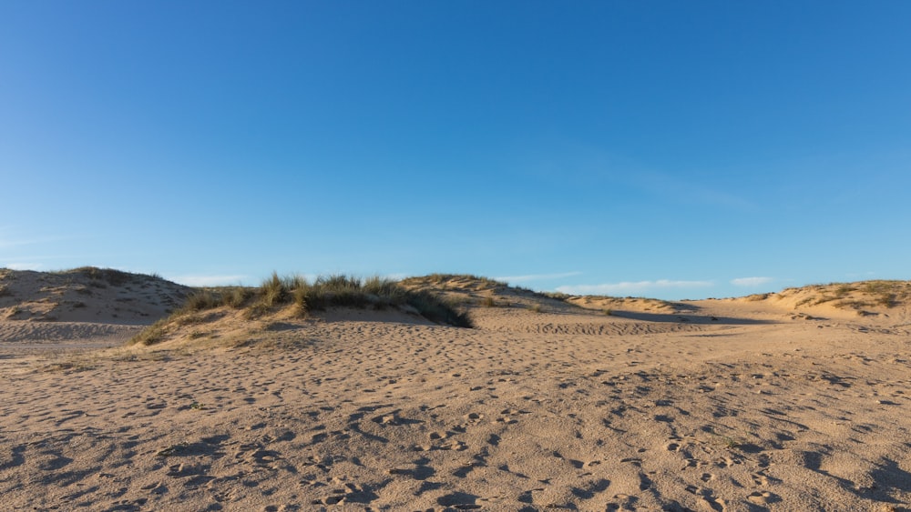 areia marrom sob o céu azul durante o dia