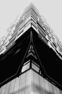 grayscale photo of concrete building